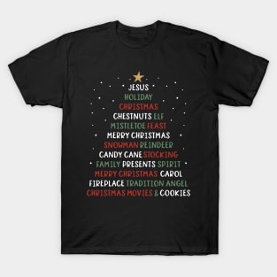 Christmas Tree Christmas Words T-Shirt